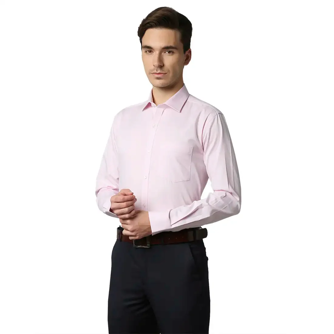 Park Avenue Men Pink Structured Slim Fit Cotton Formal Shirt - Image 3