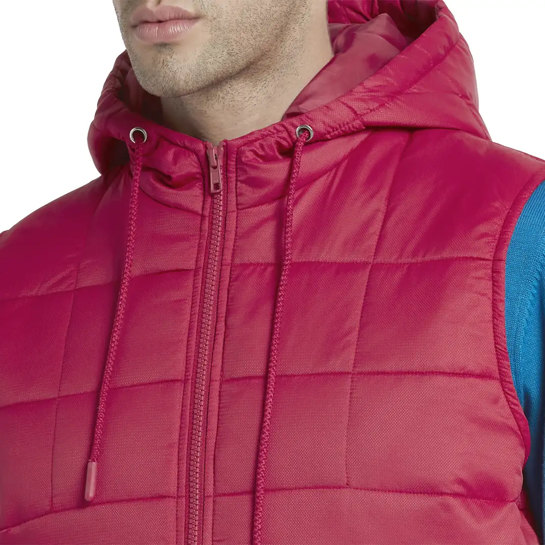 Men Red Solid Polyester Sleeveless Jackets - Image 6