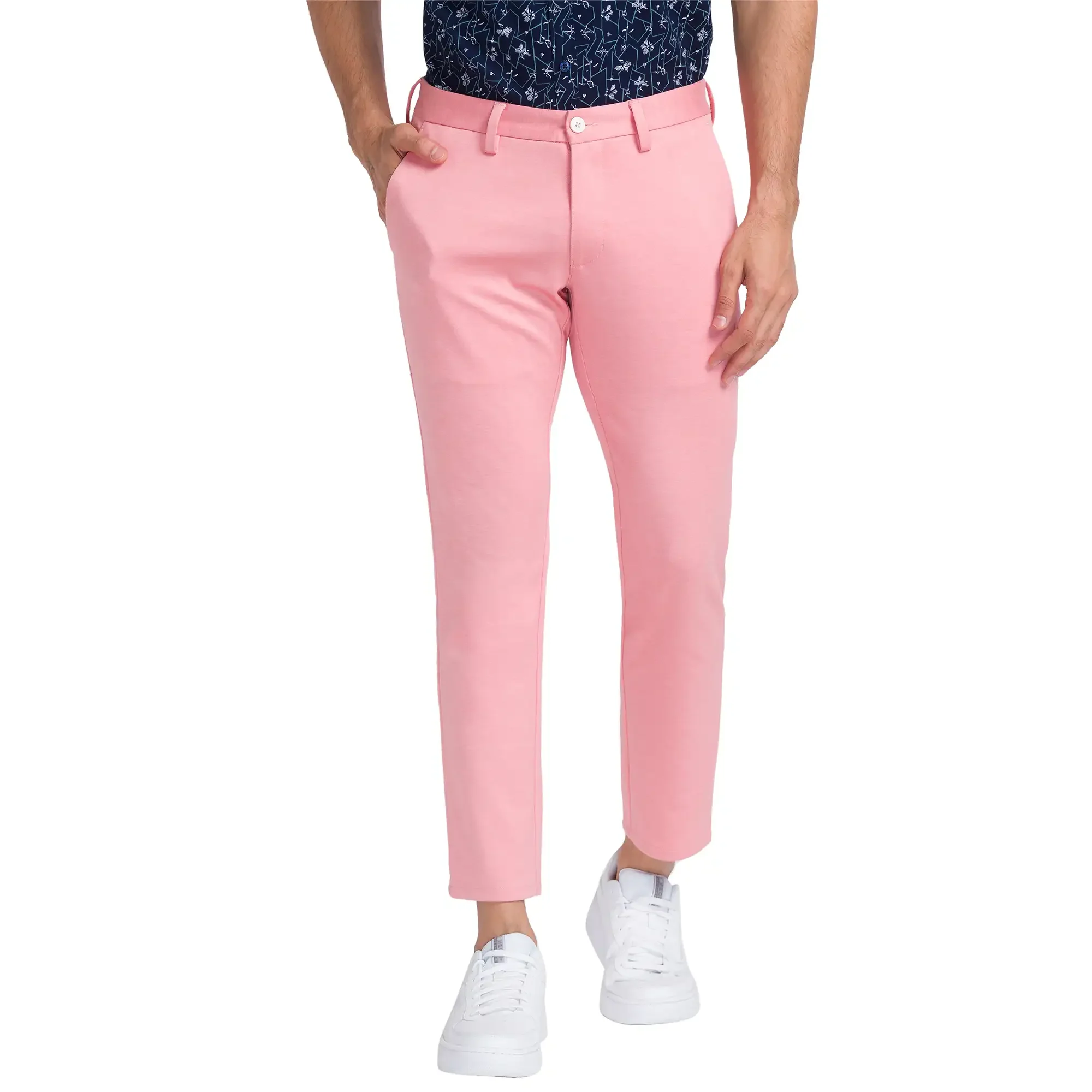 Men Red Super Slim Fit Solid Terylene Blend Trouser