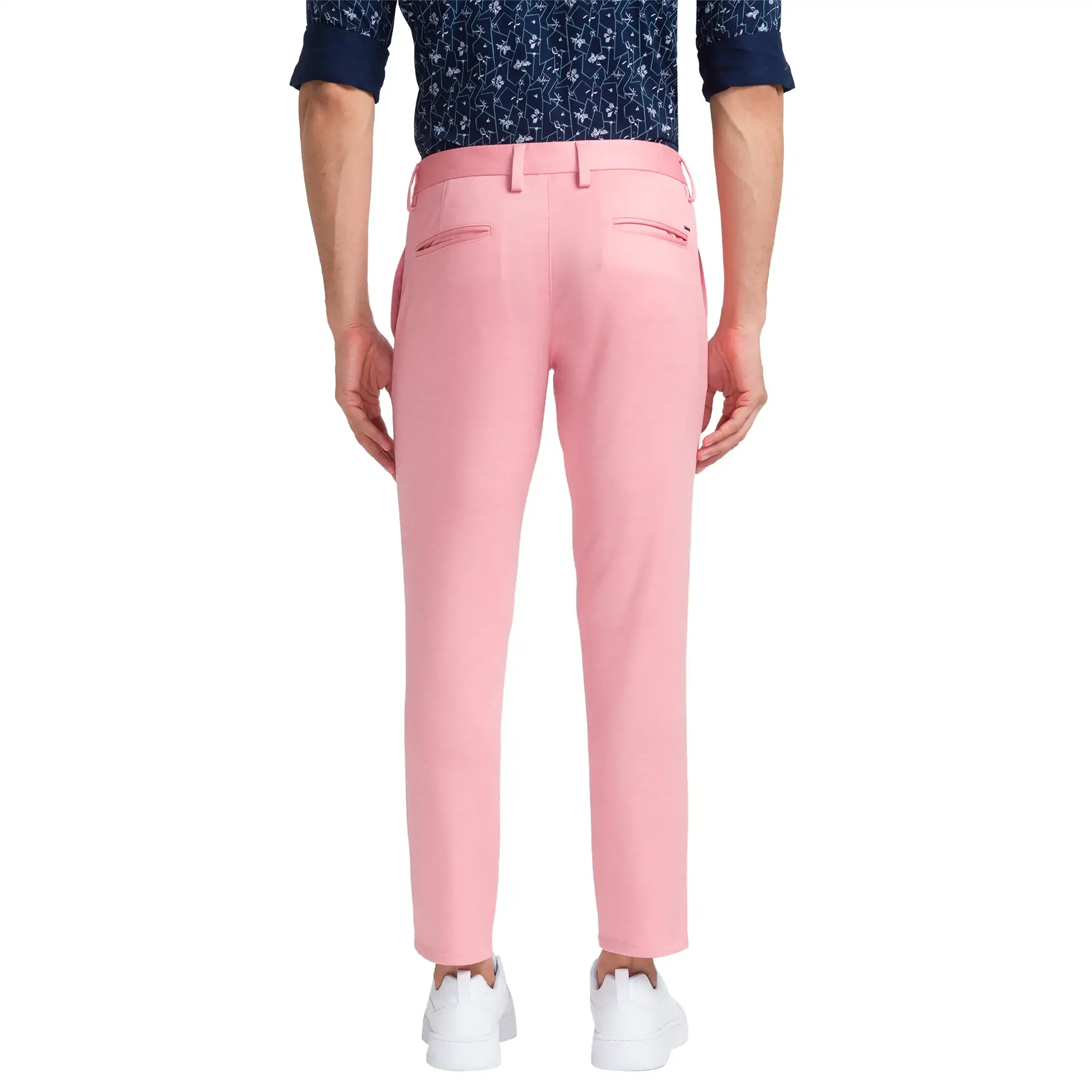 Men Red Super Slim Fit Solid Terylene Blend Trouser - Image 4