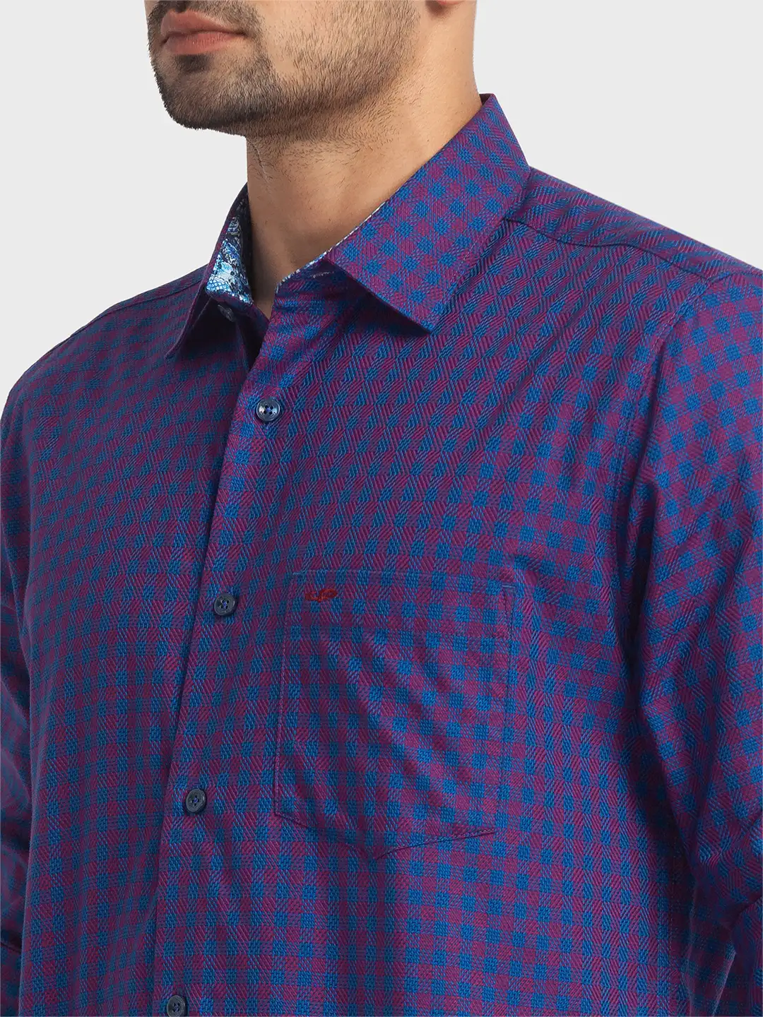 Colorplus Men Blue Checks Tailored Fit Cotton Casual Shirt - Image 6