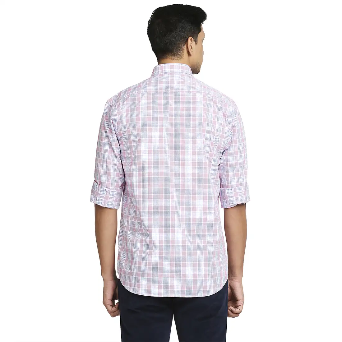 Men Red Tailored Fit Checks Cotton Full Sleeve Shirts - Image 4
