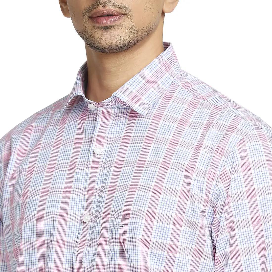 Men Red Tailored Fit Checks Cotton Full Sleeve Shirts - Image 6