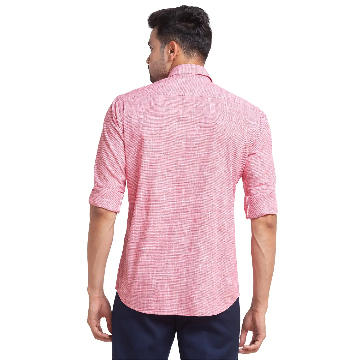 Men Red Tailored Fit Checks Cotton Full Sleeve Shirts - Image 4