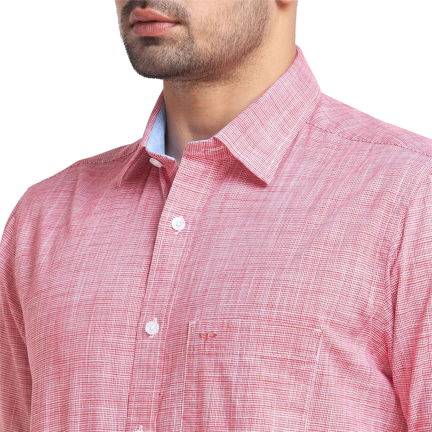 Men Red Tailored Fit Checks Cotton Full Sleeve Shirts - Image 6