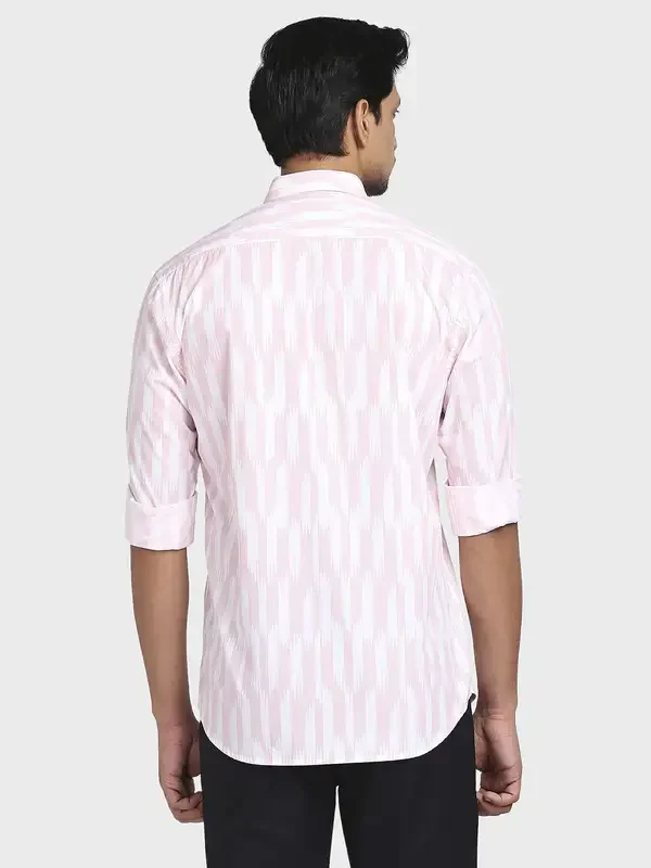 Men Red Tailored Fit Print Cotton Full Sleeve Shirts - Image 4