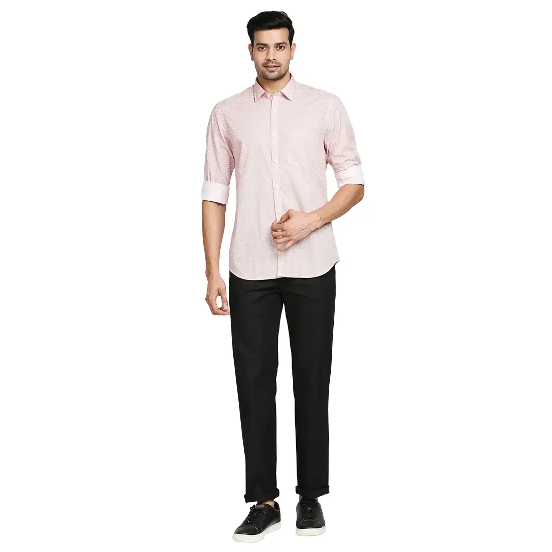 Men Red Tailored Fit Print Cotton Full Sleeve Shirts - Image 5
