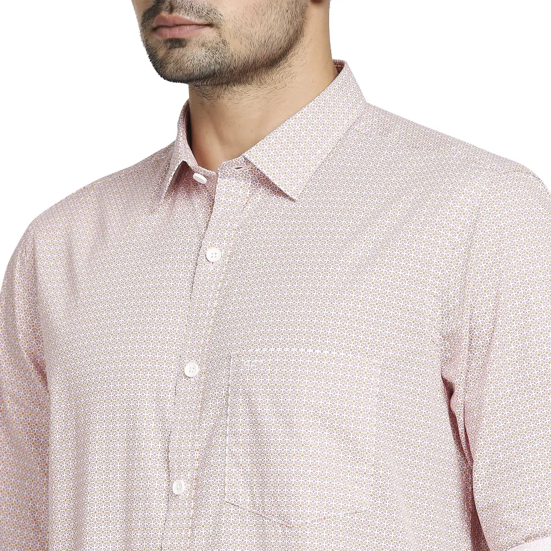 Men Red Tailored Fit Print Cotton Full Sleeve Shirts - Image 6