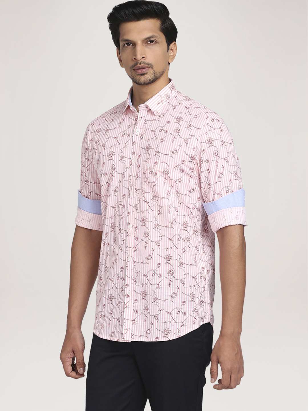 Colorplus Men Pink Printed Tailored Fit Cotton Casual Shirt - Image 4