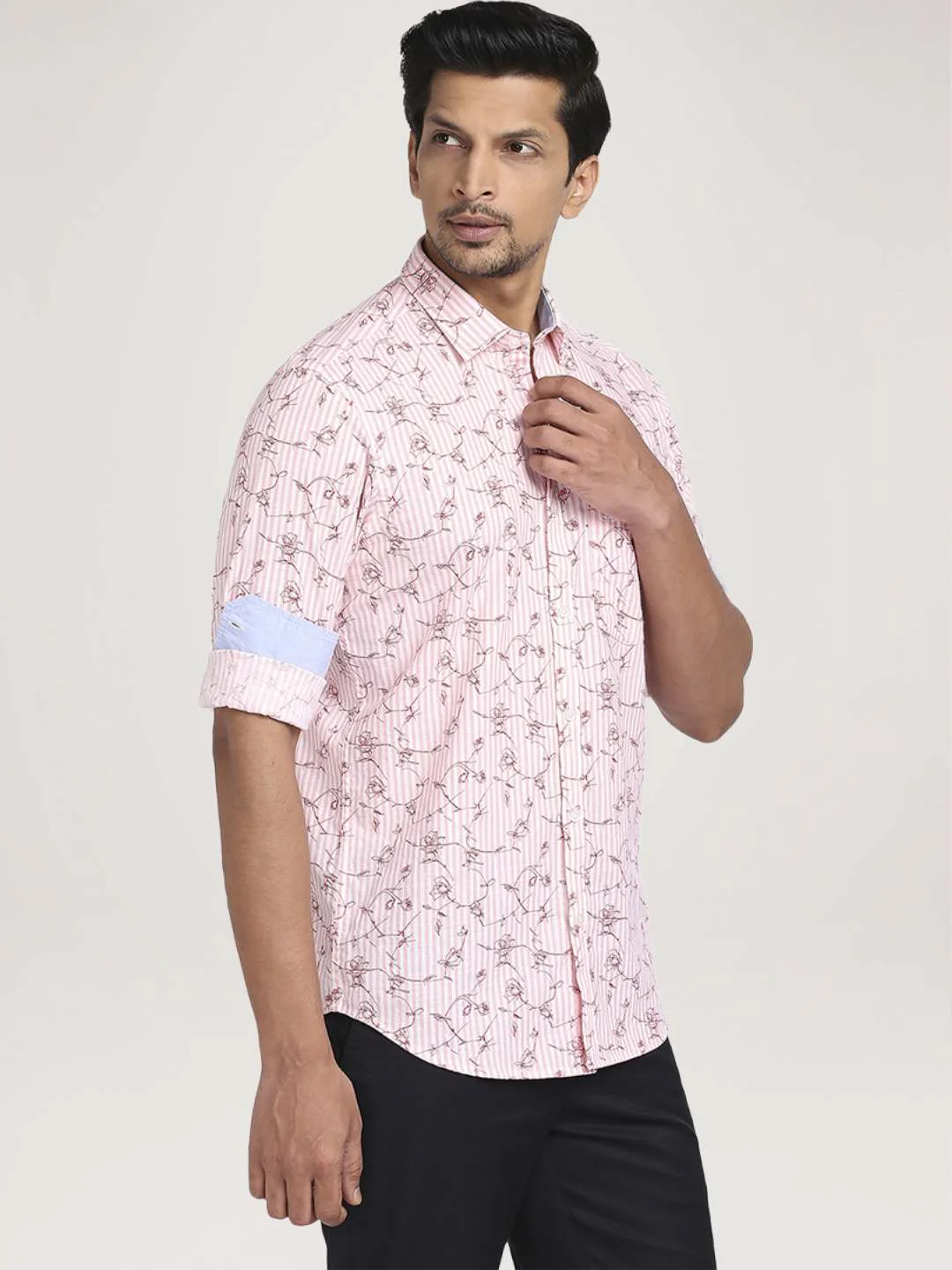Colorplus Men Pink Printed Tailored Fit Cotton Casual Shirt - Image 5