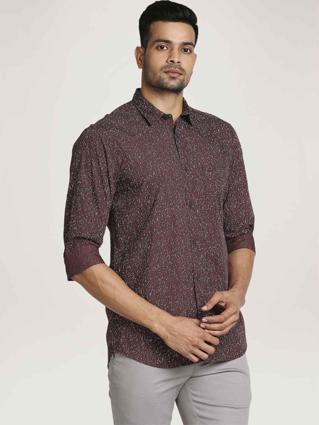 Colorplus Men Maroon Tailored Fit Printed Casual Shirt - Image 3