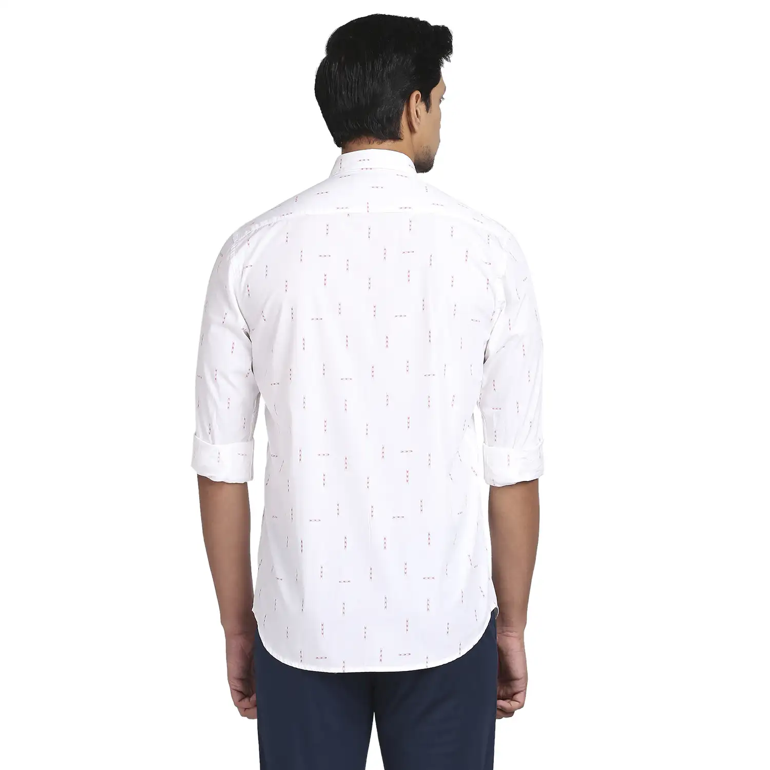 Colorplus Men White Printed Tailored Fit Cotton Casual Shirt - Image 4