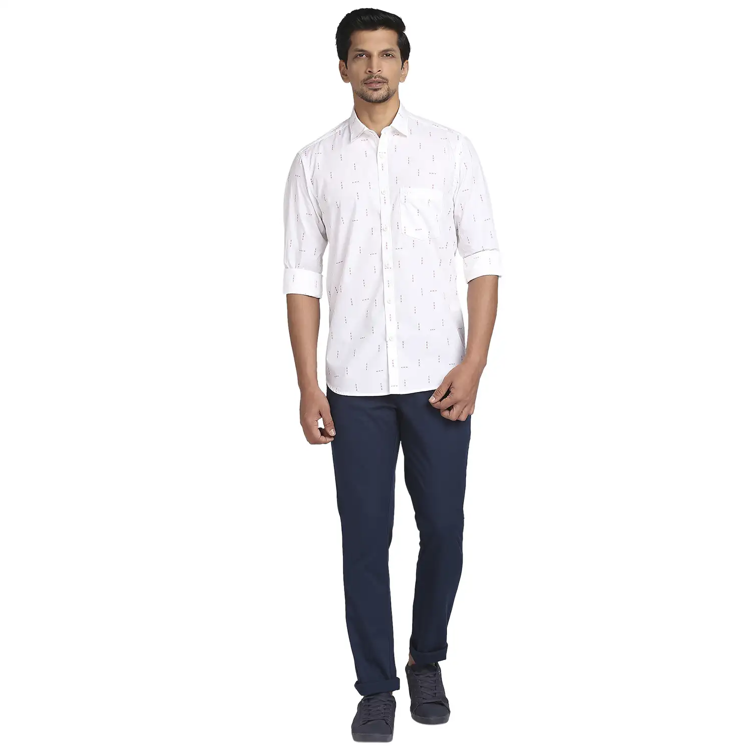 Colorplus Men White Printed Tailored Fit Cotton Casual Shirt - Image 5