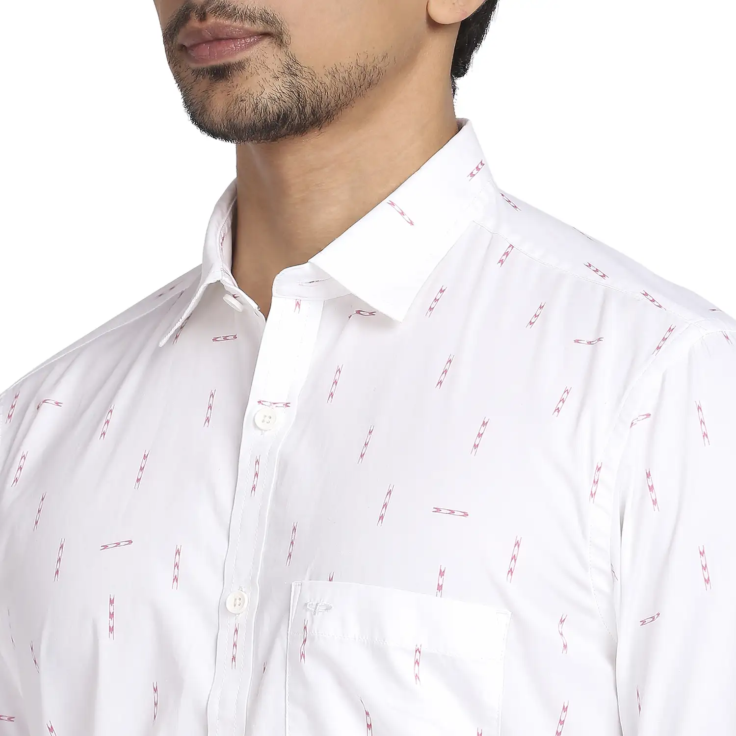 Colorplus Men White Printed Tailored Fit Cotton Casual Shirt - Image 6