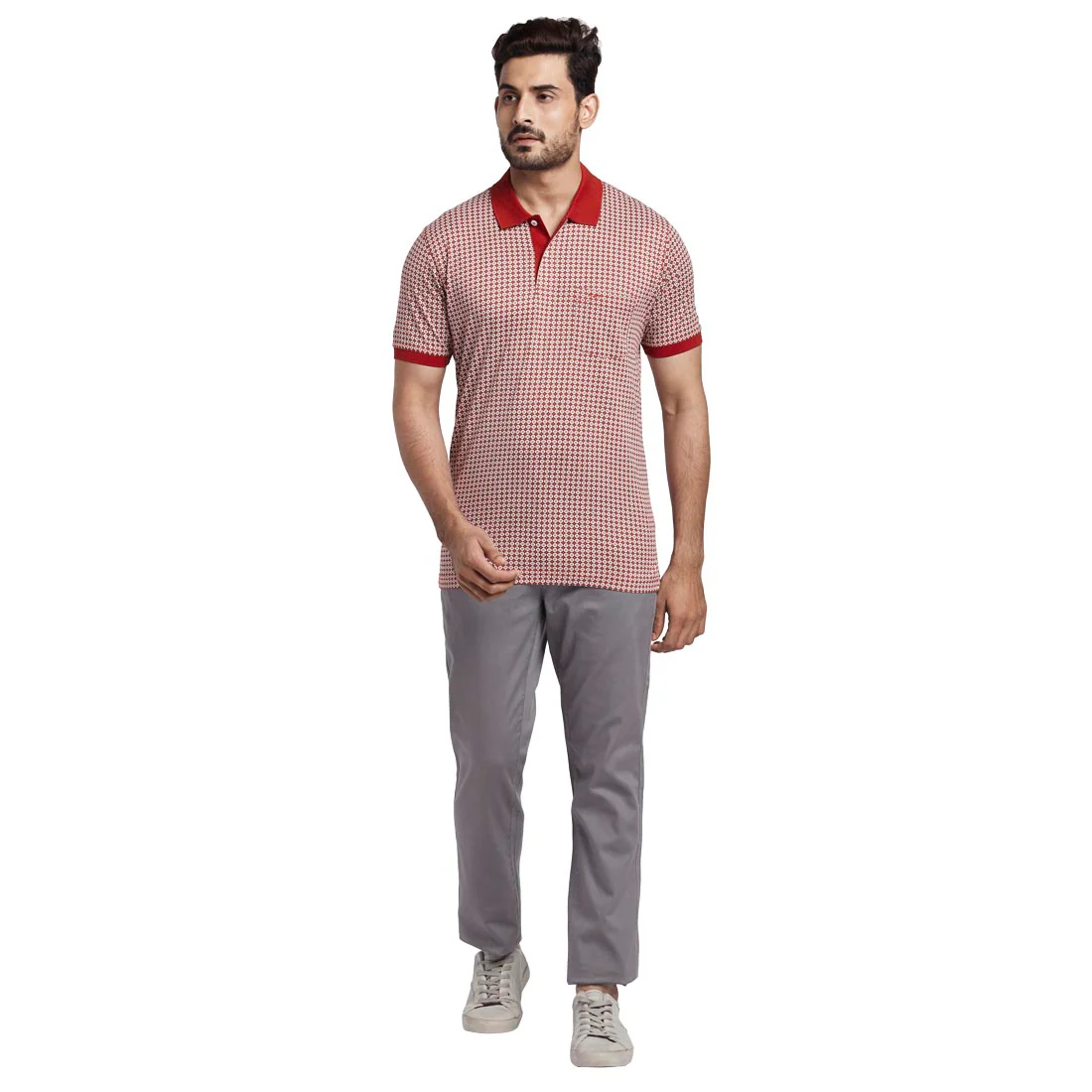 Men Red Tailored Fit Print Cotton Half Sleeve T-Shirt - Image 5