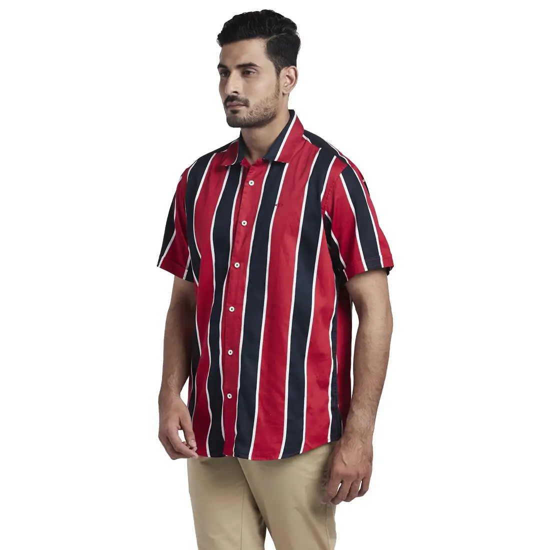 Men Red Tailored Fit Print Cotton Shirts - Image 3