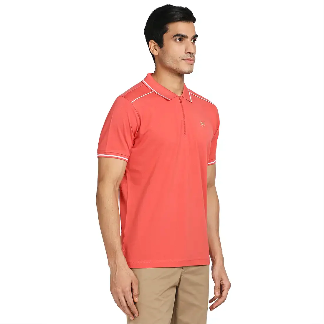 Men Red Tailored Fit Solid Cotton Half Sleeve T-Shirt - Image 2