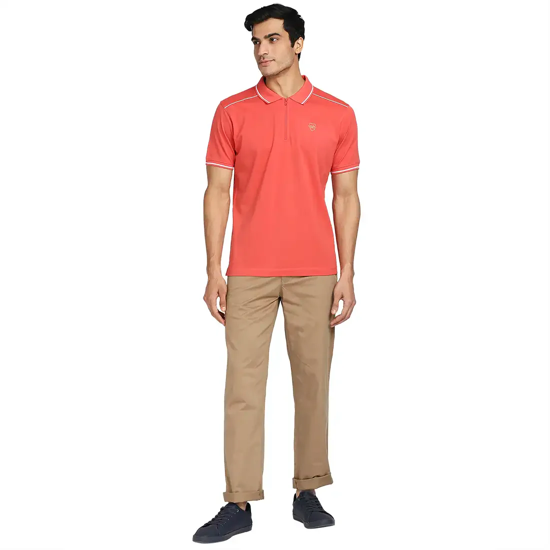Men Red Tailored Fit Solid Cotton Half Sleeve T-Shirt - Image 5