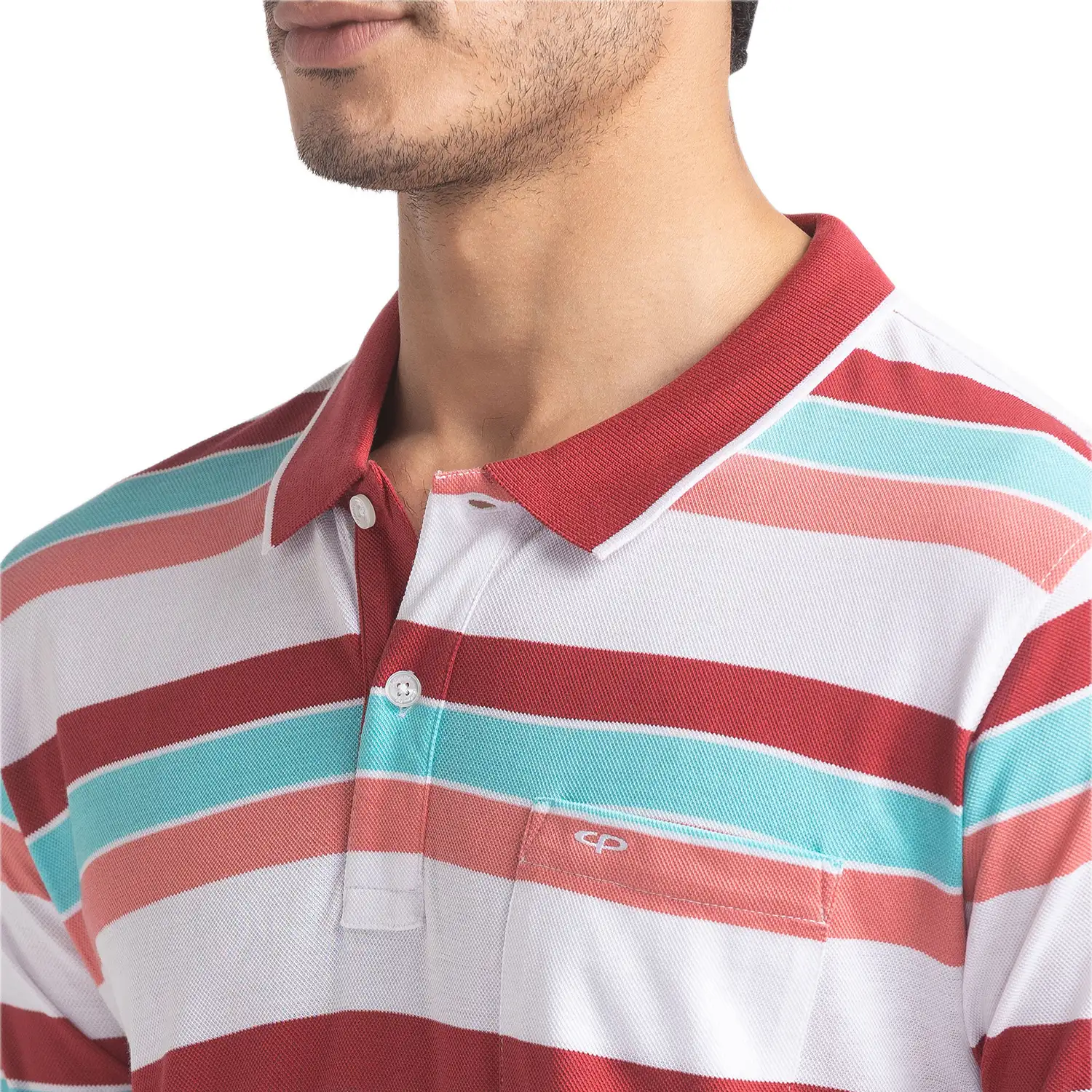 Men Red Tailored Fit Stripe Cotton Half Sleeve T-Shirt - Image 6