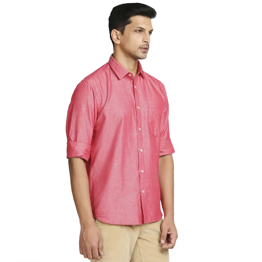 Colorplus Men Pink Warp Chambray Tailored Fit Cotton Blend Casual Shirt - Image 2
