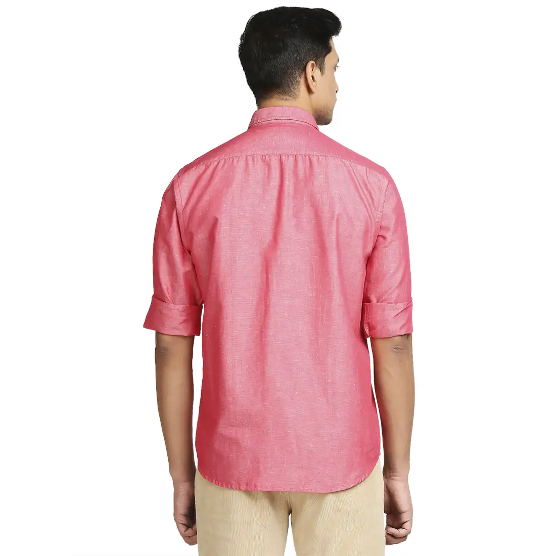Colorplus Men Pink Warp Chambray Tailored Fit Cotton Blend Casual Shirt - Image 4