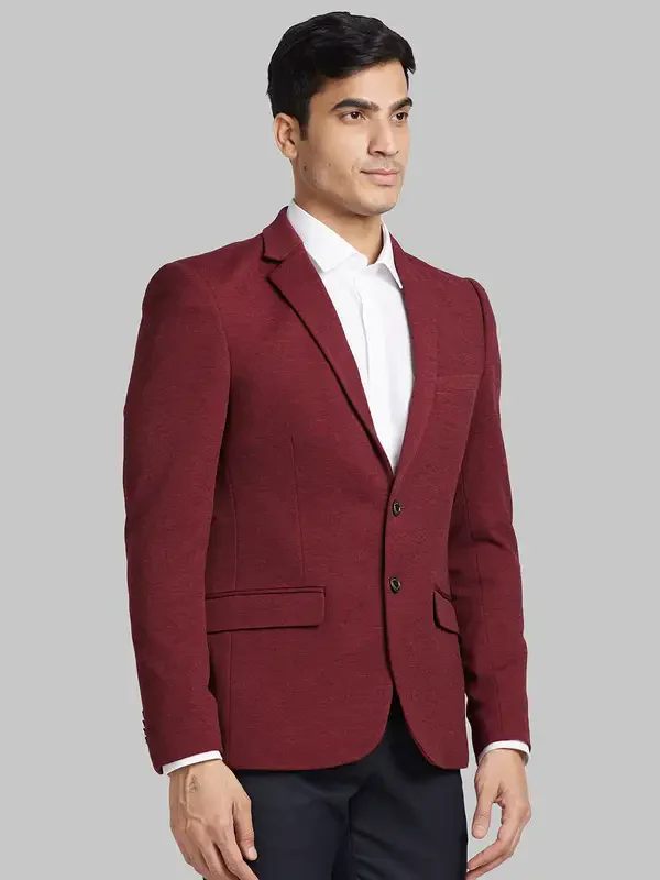 Men Red Urban Fit Print Terylene Spandex Blend Jackets - Image 2