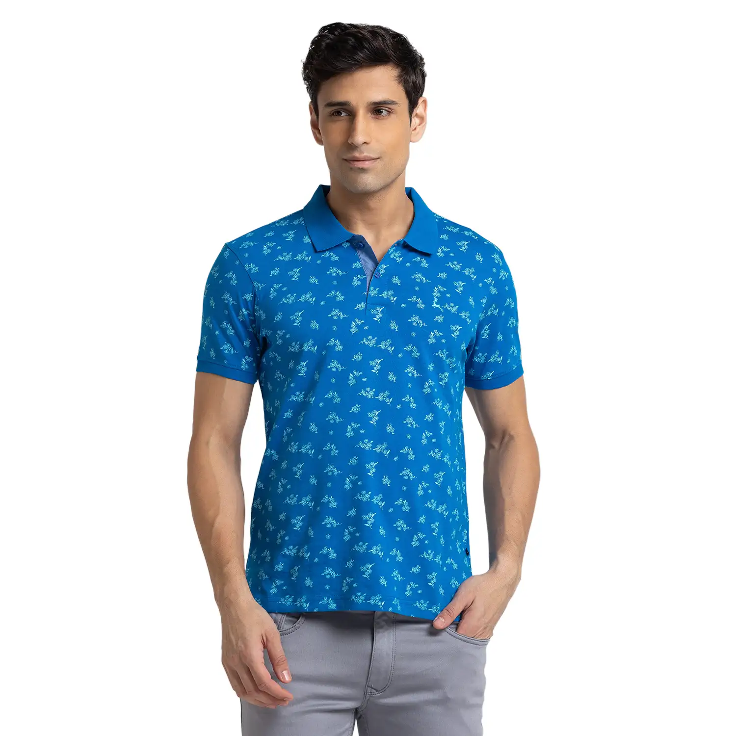 Men Regular Fit Blue Polo