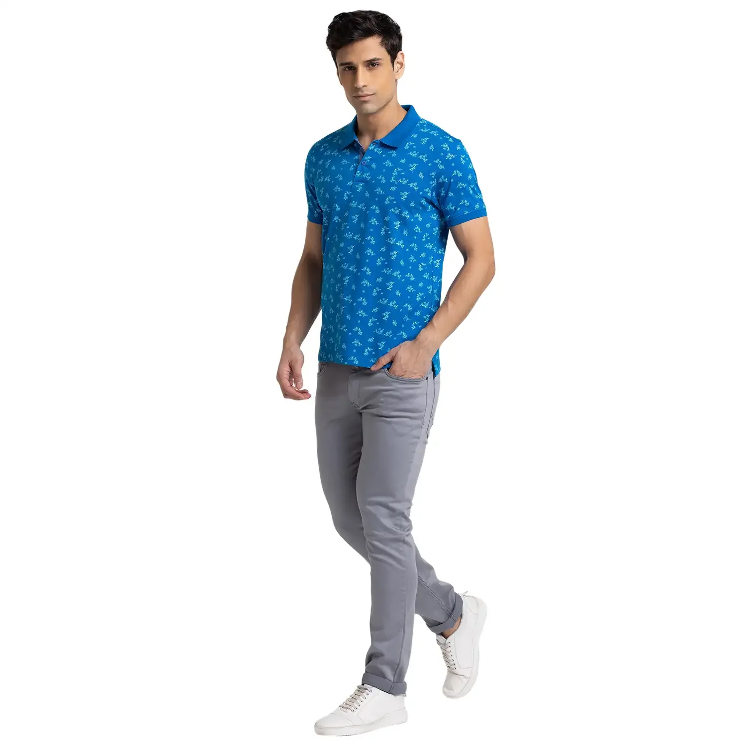 Men Regular Fit Blue Polo - Image 5