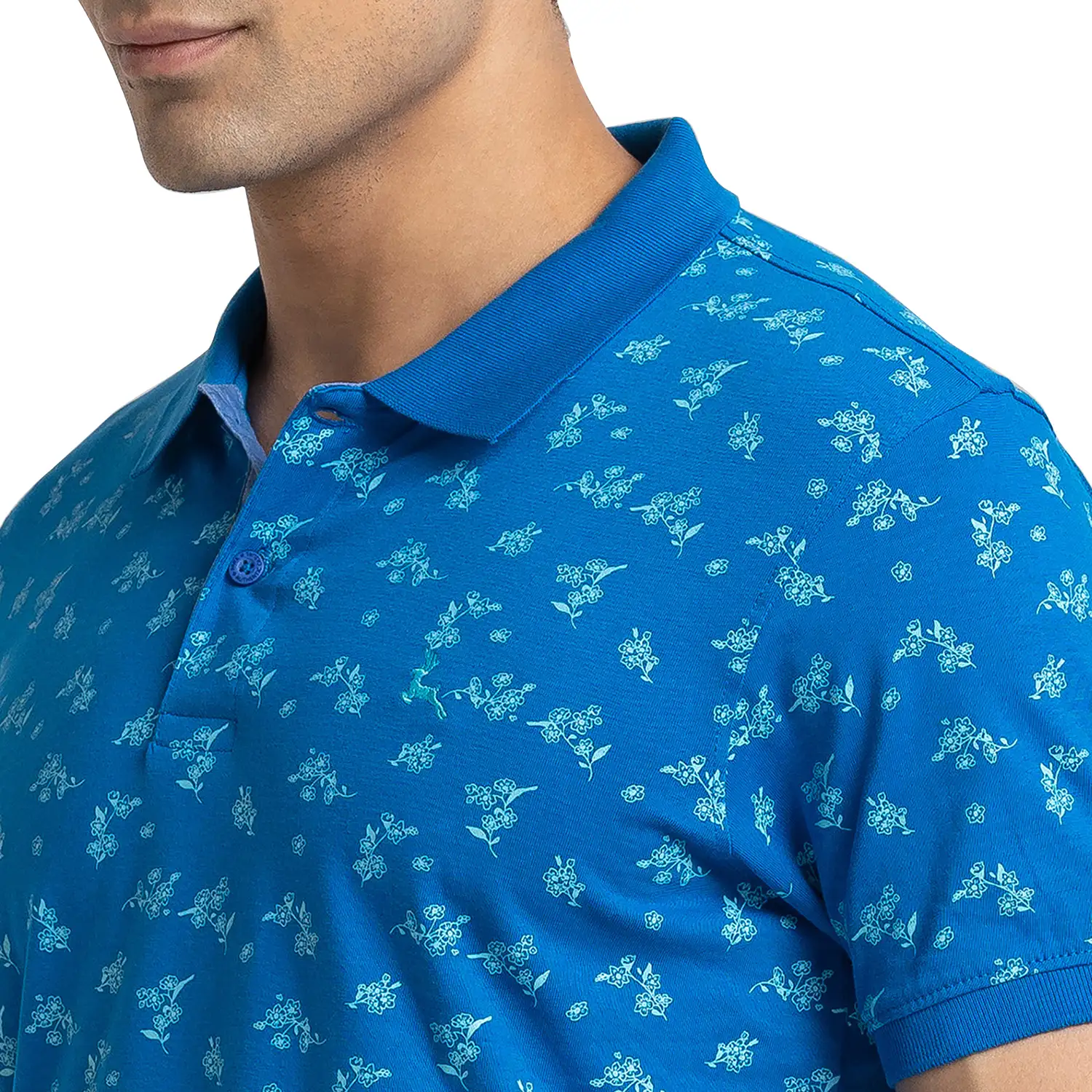 Men Regular Fit Blue Polo - Image 6