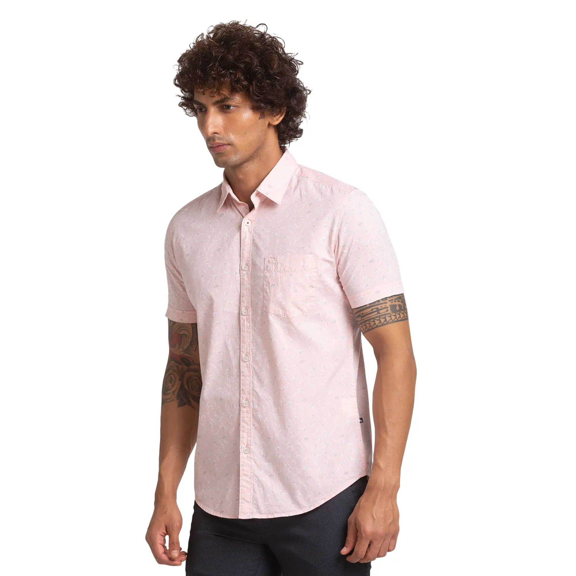 Parx Men Pink Printed Slim Fit Cotton Casual Shirt - Image 3