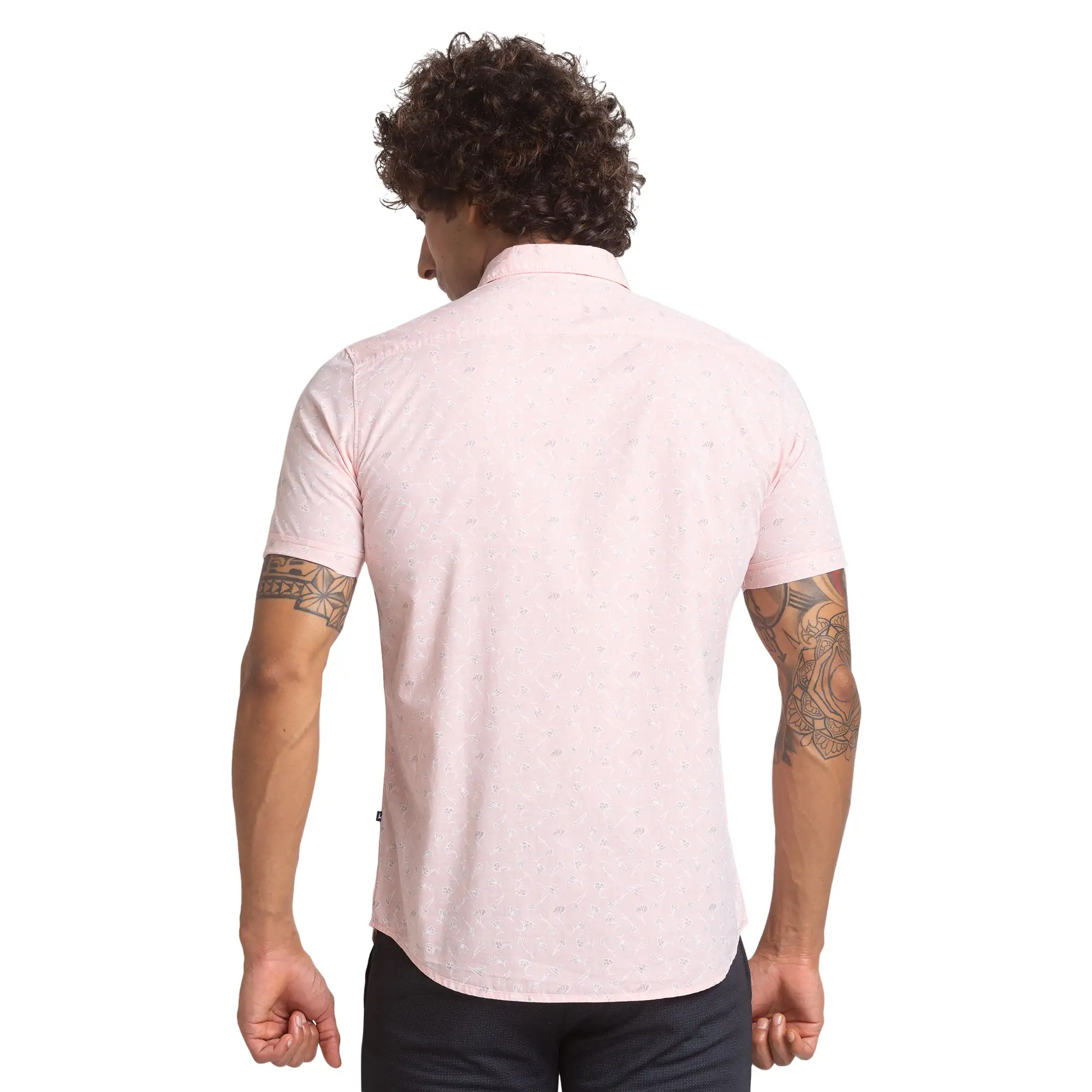 Parx Men Pink Printed Slim Fit Cotton Casual Shirt - Image 4
