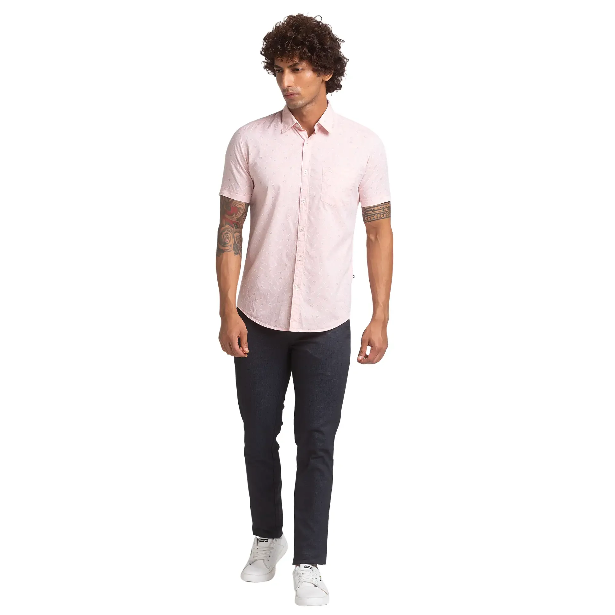 Parx Men Pink Printed Slim Fit Cotton Casual Shirt - Image 5