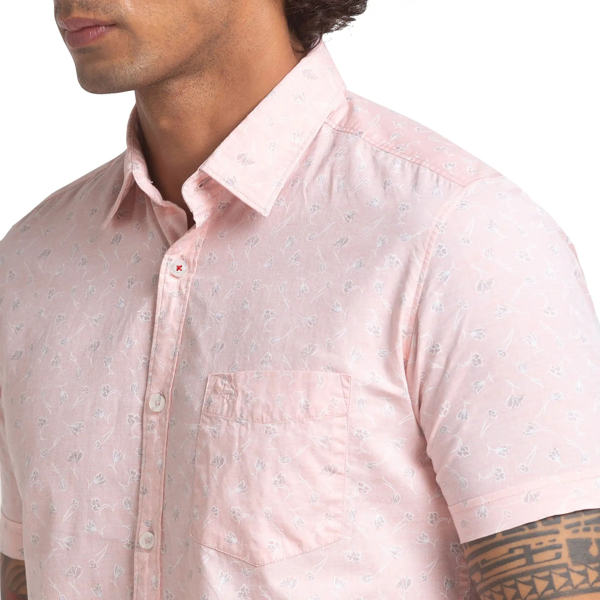 Parx Men Pink Printed Slim Fit Cotton Casual Shirt - Image 6