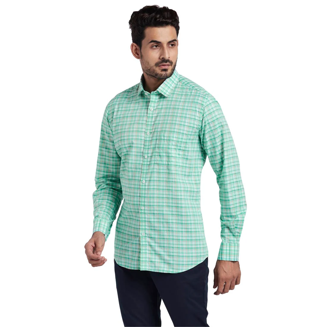 Men Tailored Fit Blue Shirt - Image 3