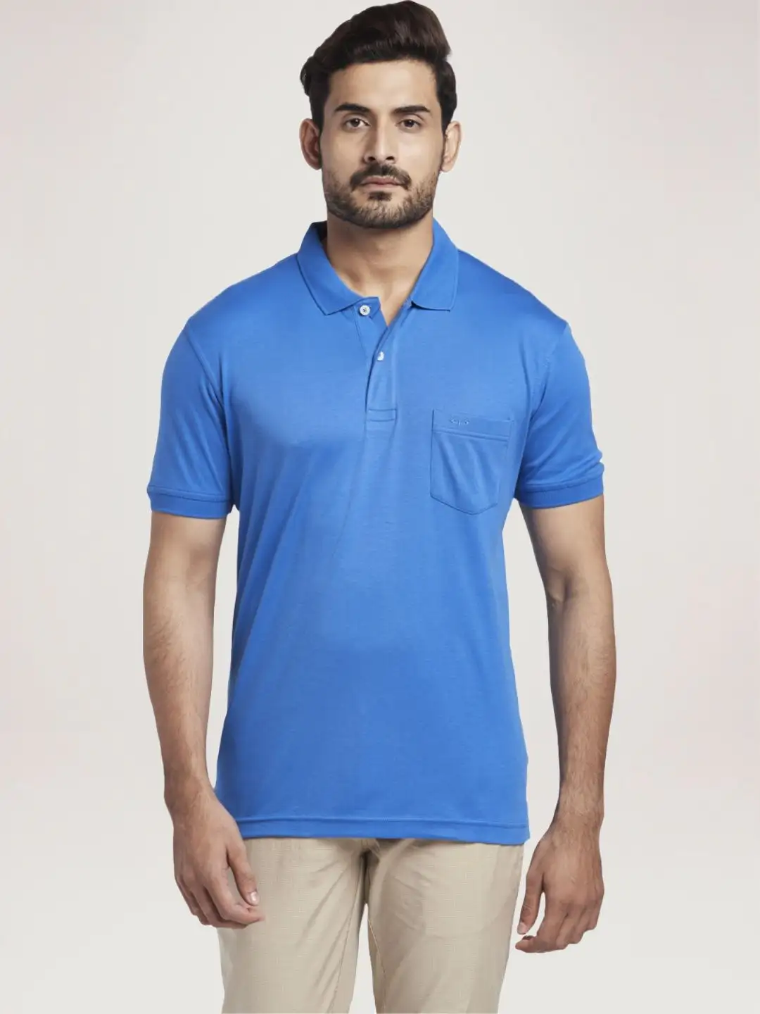 Men Tailored Fit Blue T-Shirt - Image 3