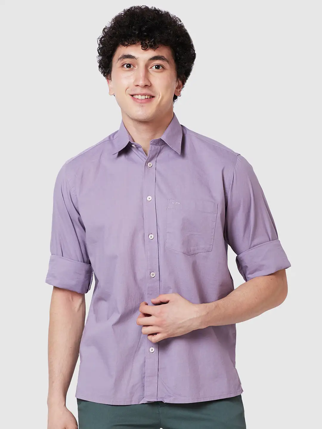 Men Violet Comfort Fit Solid Cotton Full Sleeve Shirts
