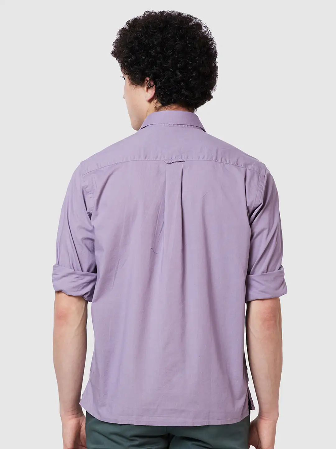 Men Violet Comfort Fit Solid Cotton Full Sleeve Shirts - Image 4