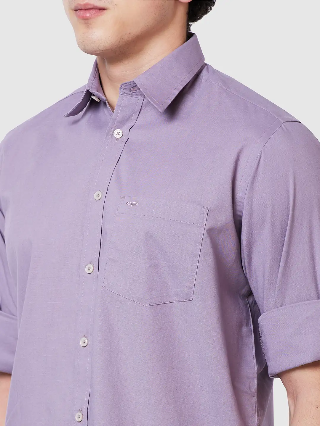 Men Violet Comfort Fit Solid Cotton Full Sleeve Shirts - Image 6
