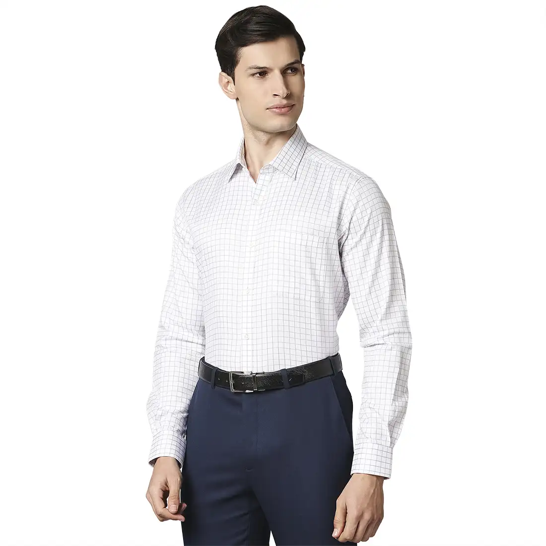 Men Violet Contemporary Fit Checks Cotton Full Sleeve Shirts - Image 3