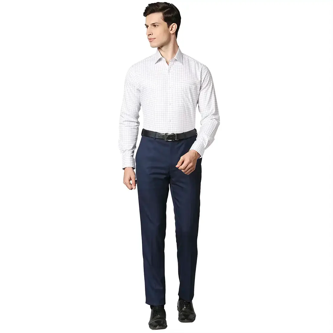 Men Violet Contemporary Fit Checks Cotton Full Sleeve Shirts - Image 5