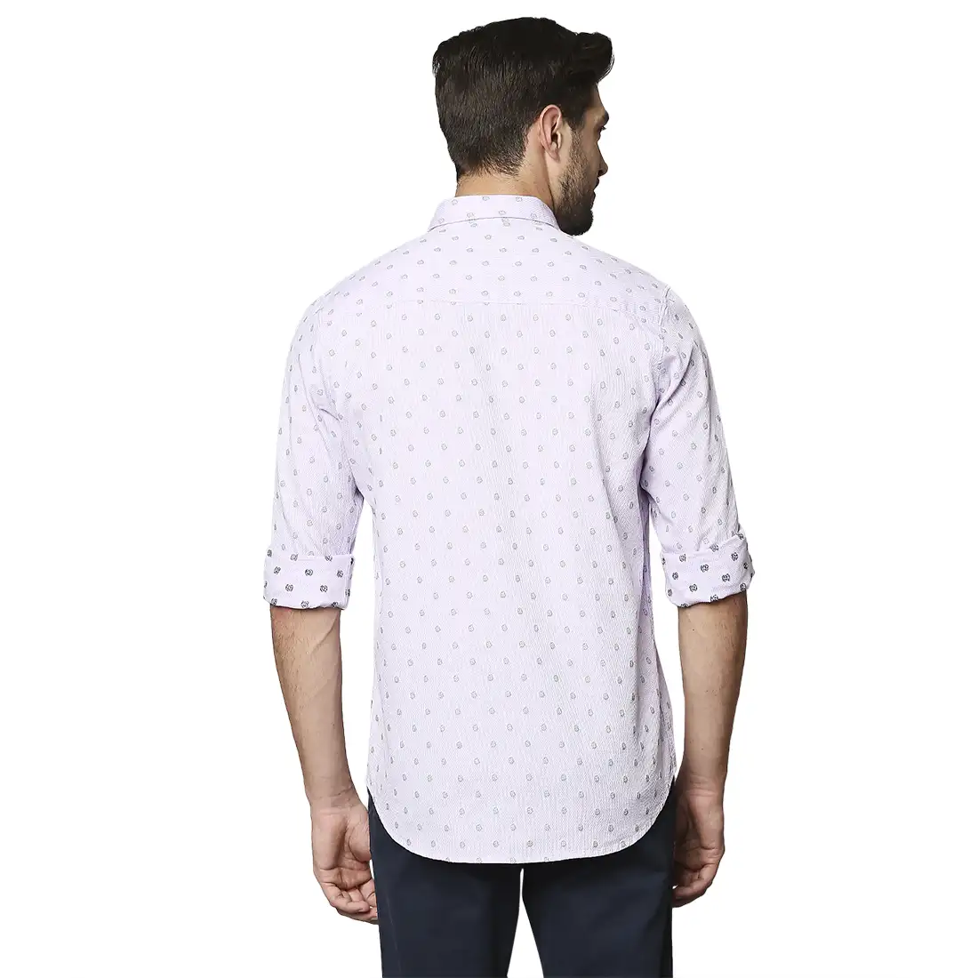 Raymond Men Purple Jacquard Contemporary Fit Cotton Casual Shirt - Image 4
