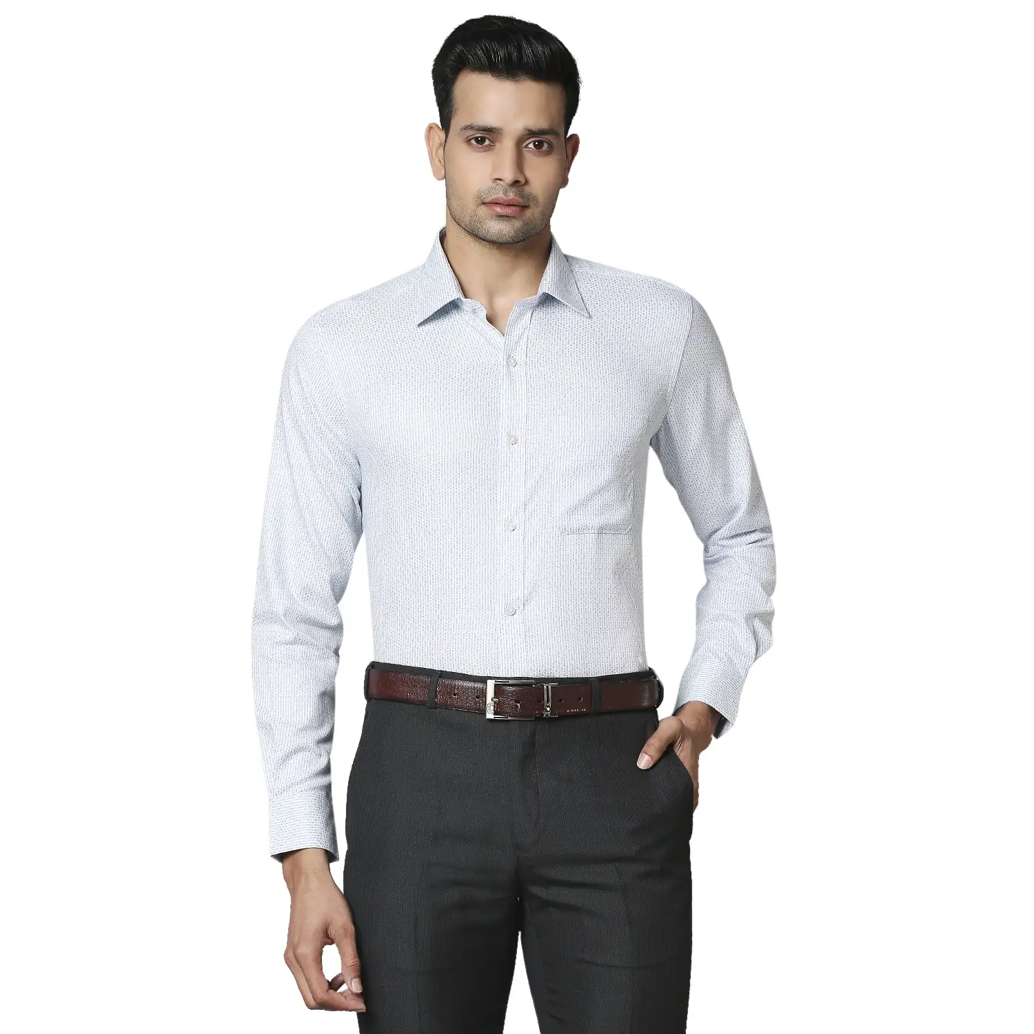 Raymond Men Blue Structured Contemporary Fit Cotton Formal Shirt