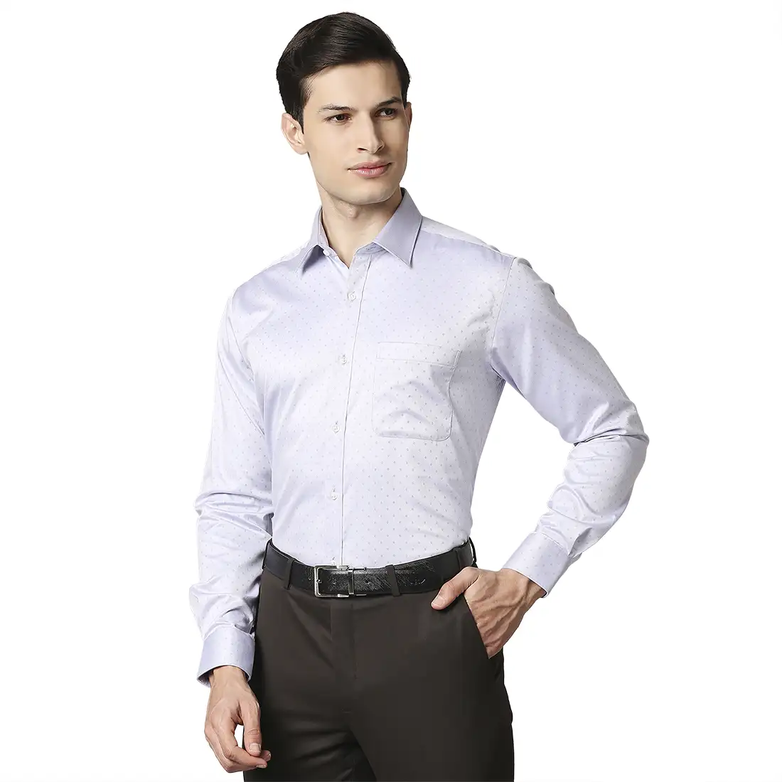 Men Violet Contemporary Fit Structure Cotton Full Sleeve Shirts - Image 3
