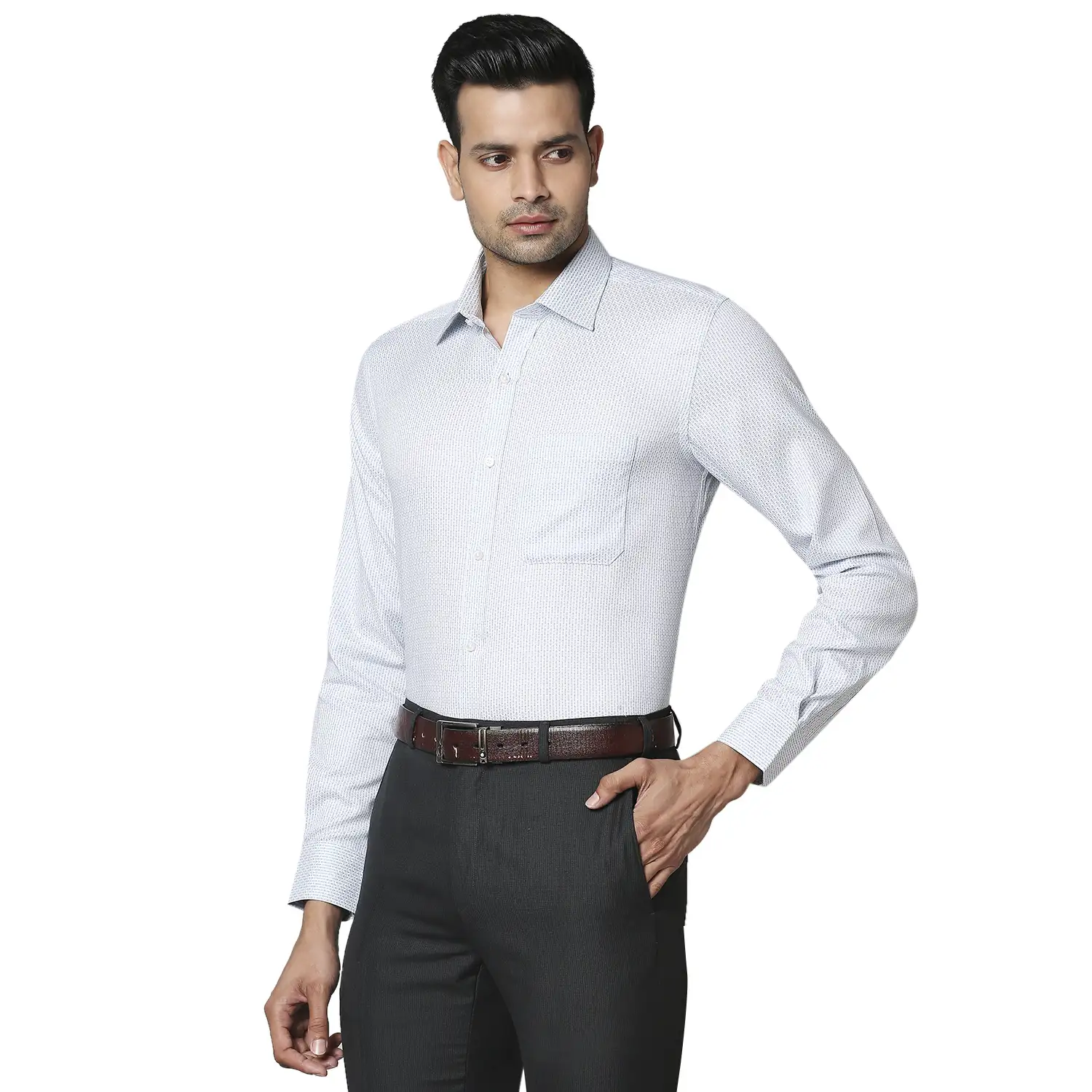Raymond Men Blue Structured Contemporary Fit Cotton Formal Shirt - Image 3