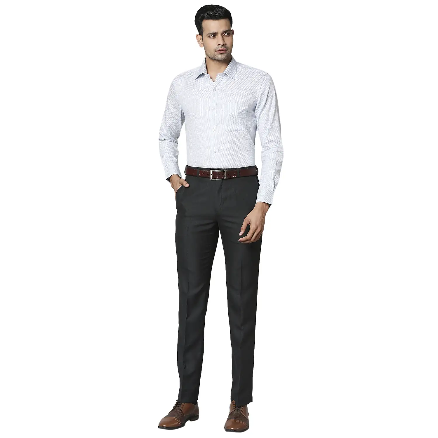 Raymond Men Blue Structured Contemporary Fit Cotton Formal Shirt - Image 5