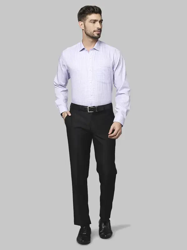 Men Violet Regular Fit Checks Cotton Full Sleeve Shirts - Image 5