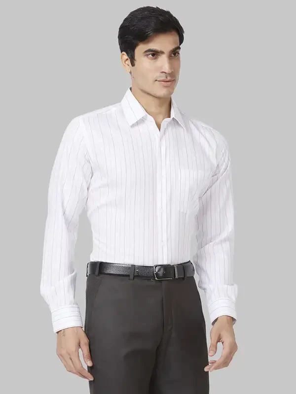 Men Violet Regular Fit Stripe Cotton Full Sleeve Ainsley Collar Shirts - Image 2