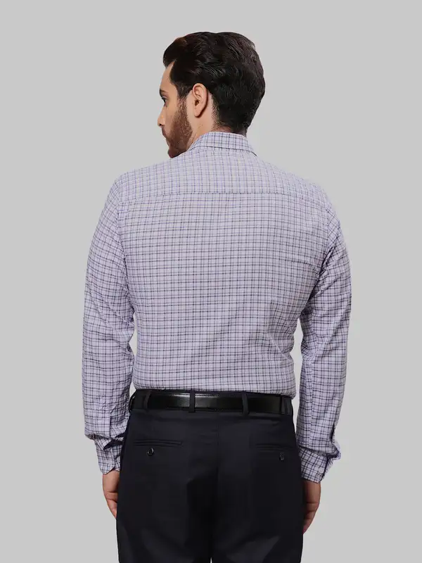 Park Avenue Men Purple Checks Slim Fit Cotton Casual Shirt - Image 4