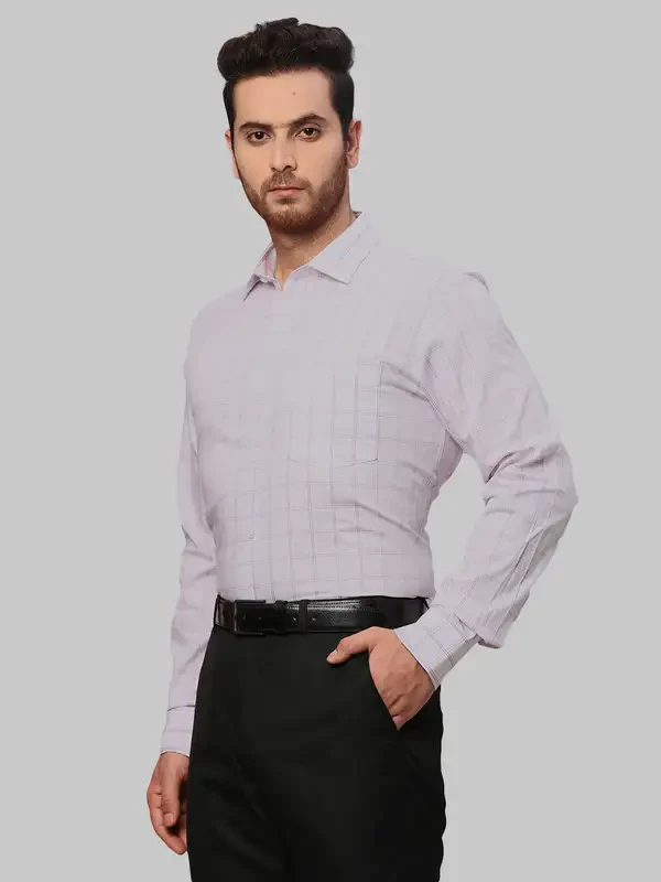 Men Violet Slim Fit Checks Cotton Shirts - Image 3