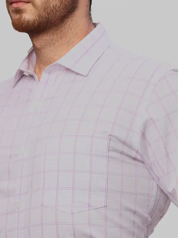 Men Violet Slim Fit Checks Cotton Shirts - Image 7
